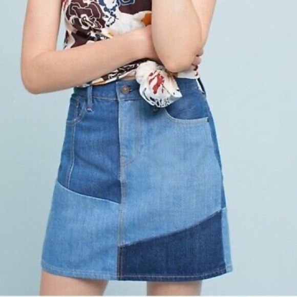 Levi’s x Anthropologie patchwork denim skirt size 25. - Picture 7 of 12
